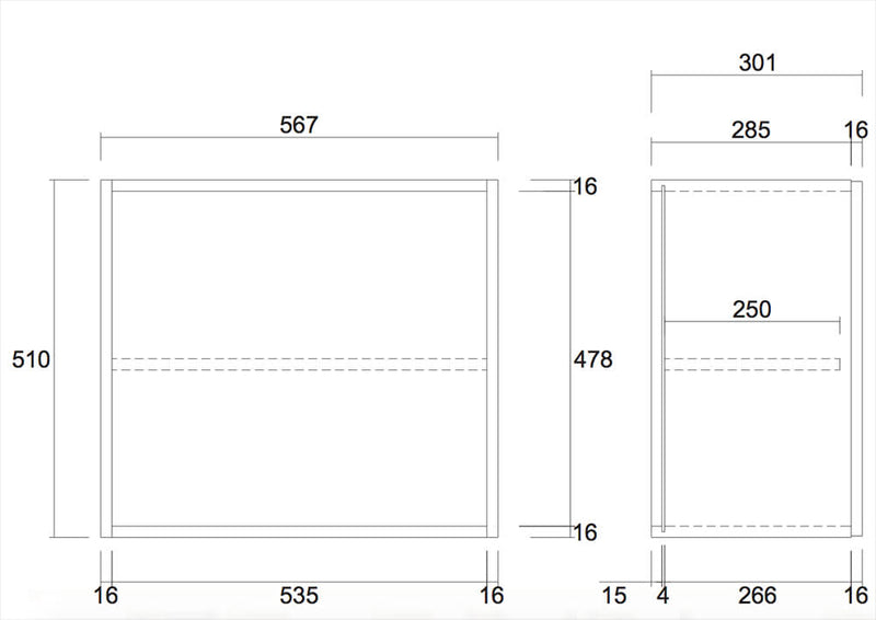 Mobile Sospeso Quadrato da Salotto 51x57x31cm TFT  Cube Quercia Grigio