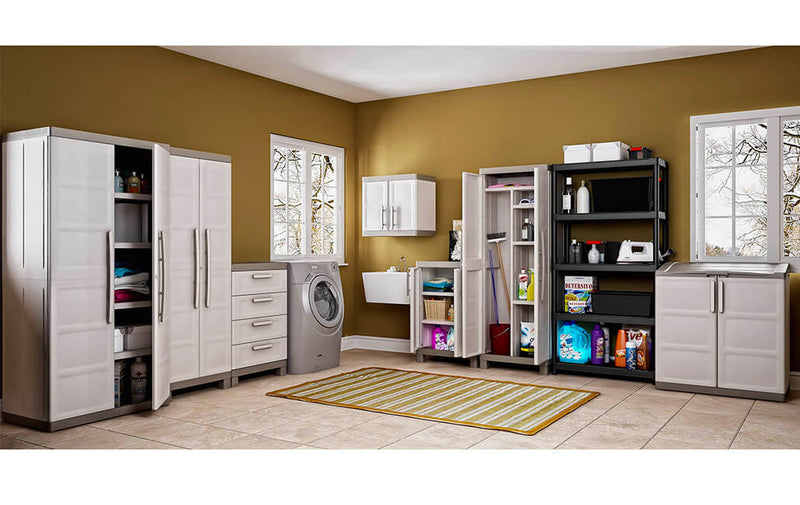 Armadio da Esterno 4 Ripiani 89x54x182H cm in Plastica Keter Excellence XL Alto Beige/Tortora