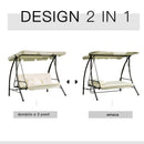 Dondolo da Giardino 3 Posti con Tettuccio Crema 200x125x170 cm 