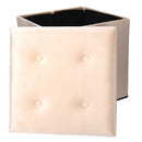 Pouf Contenitore Pieghevole 38x38xh38 cm in Velluto Crema