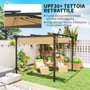 Gazebo Pergola da Giardino 300x300x227H cm con Tetto Retrattile e Fori di Drenaggio Beige e Nero   