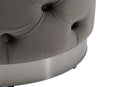 Puff Contenitore Rich Grigio Ø55x42 cm in Legno Spugna Poliestere e Acciaio Grigio