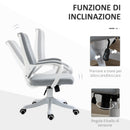 Sedia Operativa da Ufficio 62x69x92-102 cm in Tessuto Effetto Lino Grigia