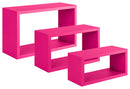 Set 3 Mensole da Parete Rettangolare in Fibra di Legno Trittico Fuxia