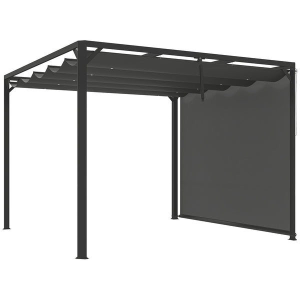 online Gazebo Pergola da Giardino 300x300x227 cm con Telo Retrattile e Tenda a Rullo Grigio Scuro