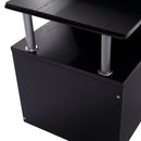 Scrivania Porta PC Moderna Tavolo da Ufficio con Ripiani Tastiera Scorrevole 152x60x88 cm Nero 