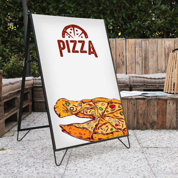 Espositore Pubblicitario Bifacciale a Cavalletto Pieghevole 60x90 cm in Metallo Nero sconto