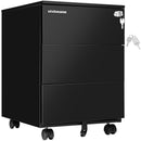 Cassettiera da Ufficio 30x45x60 cm Mobiletto Portaoggetti per Documenti con Serratura in Acciaio Nero      