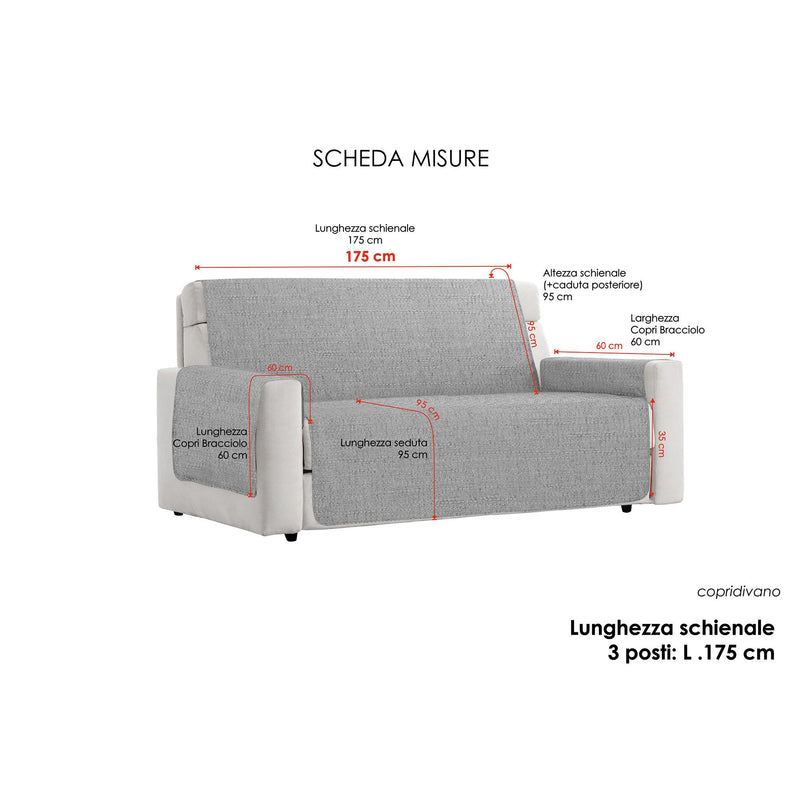 Copridivano con Copri Braccioli in Poliestere Panna Varie Misure