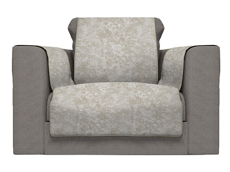 Copridivano con Copri Braccioli Seduta 60 cm in Poliestere e Cotone Beige