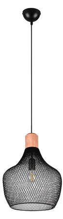 Lampada a Sospensione da Interno Attacco E27 in Metallo Nero Opaco