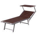 Lettino Mare con Parasole Richiudibile 181x71,5x38,5 cm in Alluminio PVC e Poliestere Marrone Riccione      