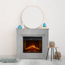 Camino Elettrico da Terra 96x35x96 cm Bellini in Legno Effetto Cemento      