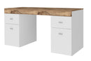 Scrivania 2 Ante 2 Cassetti 130x60x75 cm Sliding Bianco Lucido e Acero Pereira