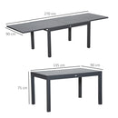 Tavolo Allungabile da Giardino 135-270x90x75 cm in Alluminio Grigio
