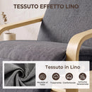 Poltrona Salotto 67x90x105 cm con Poggiapiedi e Schienale Alto in Lino Grigio Scuro      