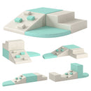Set di 4 Costruzioni Morbide per Bambini 1-3 Anni 80x80x20 cm in Pelle PU ed EPE Verde Chiaro e Beige      