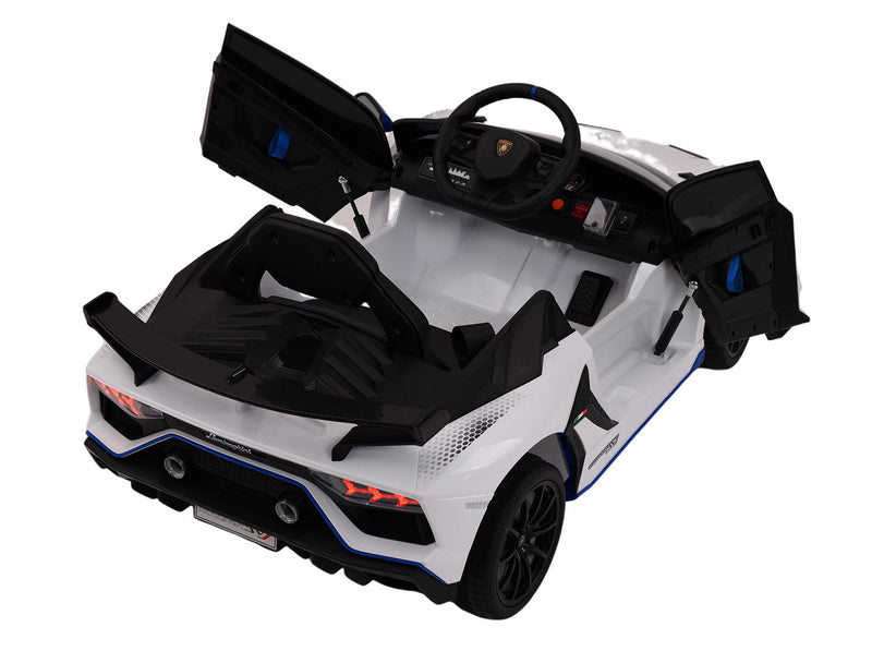 Macchina Elettrica per Bambini 12V con Licenza Lamborghini Aventador SVJ Small Bianca