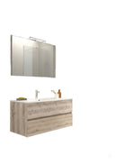 Mobile da Bagno Sospeso con Lavabo 60 cm e Specchio Bali Light Rovere Naturale      