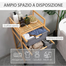 Cesto Portabiancheria 2 Scomparti 42x35x84,5 cm Sacchi in Tessuto in Bambù