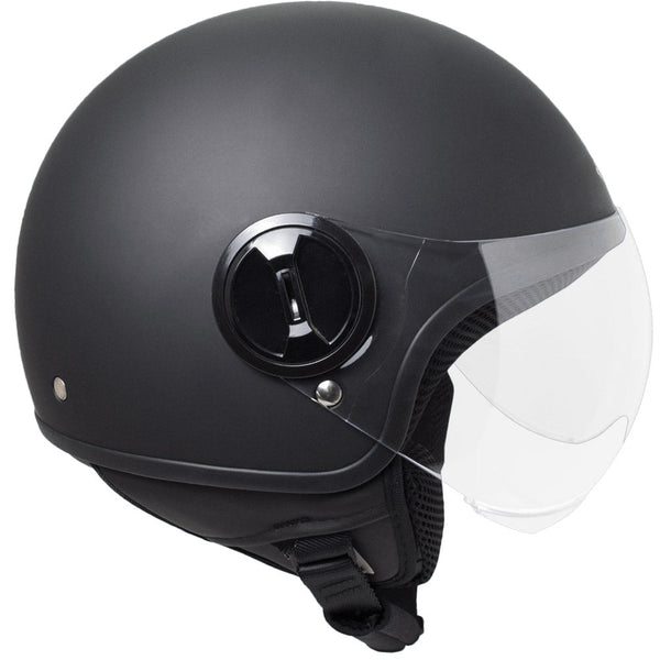 Demi-Jet Helm für Scooter Ska-P 1 WH Wolli schwarz gummiertes Visier sconto