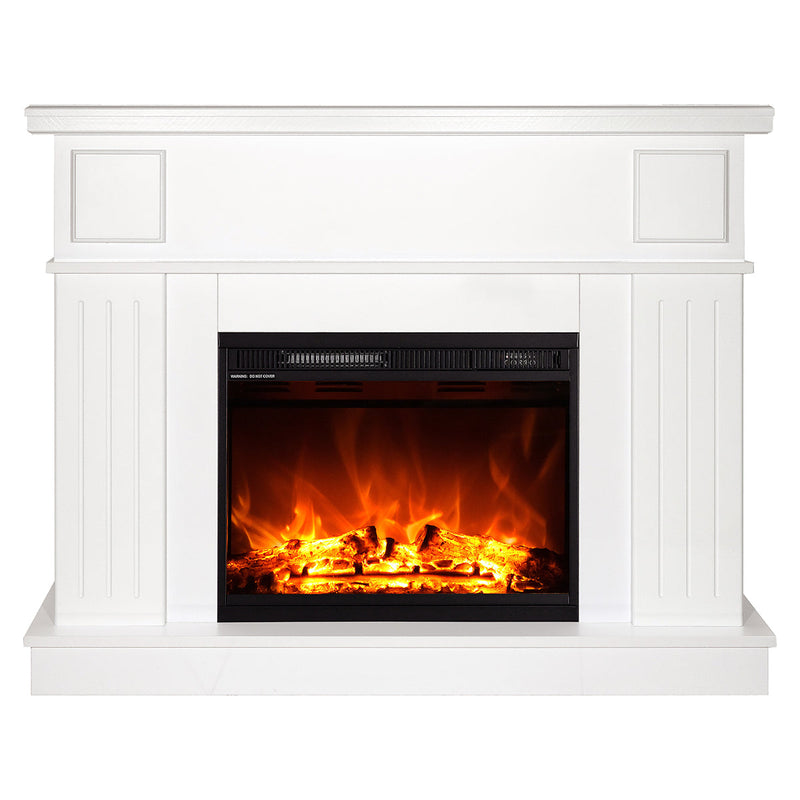 Camino Elettrico da Pavimento 95x120x30 cm Effetto Fiamma 1500W Olimpia & Lorance color Bianco