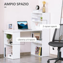 Scrivania da Ufficio con Libreria in Legno Bianco 120x55x120 cm 