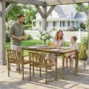 Set 5 Pezzi da Giardino con Tavolo 159x80x74 cm e 4 Sedie in Legno di Acacia Color Teak      