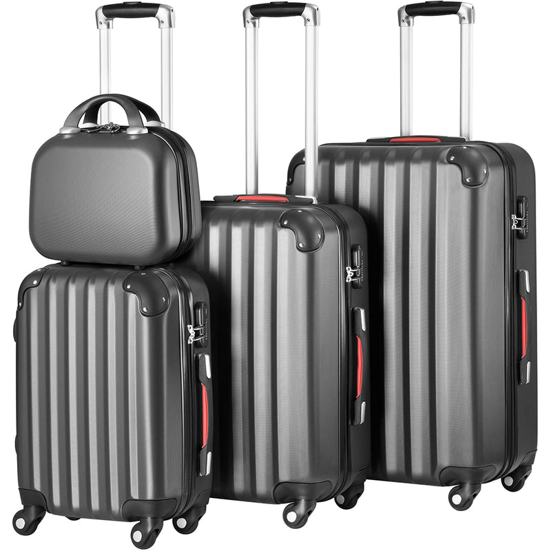 Set 4 Bagagli da Viaggio Trolley Rigido Easy Roll e Beauty Case in ABS Grigio      