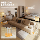 Lampada da Terra 26x26x160 cm Struttura con Ripiani Luce Regolabile Interruttore a Pedale e Porte USB in MDF Bianco e Rovere      