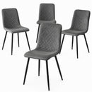 Set 4 Sedie Piedi Neri e Seduta Ergonomica con Rivestimento in Velluto Grigio     
