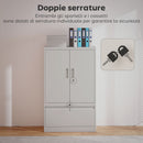 Armadietto da Ufficio 80x40x130 cm con Ripiano Interno e Cassetto in Acciaio Bianco      