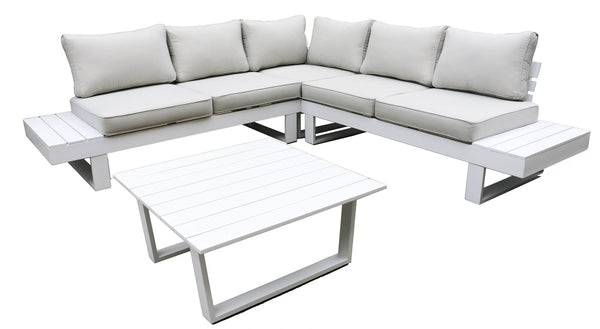 online Garten-Lounge-Set aus Aluminium, Ecksofa und Vorghini Corner Bergen Couchtisch