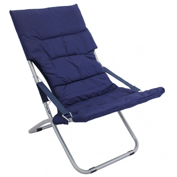 prezzo Canapone Liegestuhl 65x80x38/96 h cm in Stahl mit blauem Oxford-Stoff