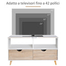 Mobile TV 2 Cassetti 2 Ripiani 99x39x58 cm in Legno  Bianco