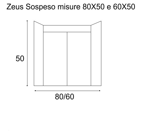 Mobile Lavatoio Sospeso Vasca Zeus in MineralMarmo Apertura a Cassettone 60x48x50 cm Bianco Latte