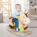 Mucca a Dondolo per Bambini in Peluche e Legno 