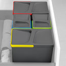 Pattumiera Differenziata 4 Contenitori per Cassettone 90x26,6 cm con Base Emuca Grigio Antracite