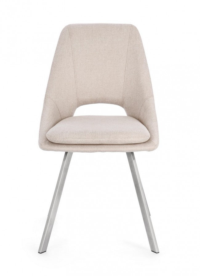 Set 2 Sedie 45x49,5x85 cm Kashar in Tessuto Beige