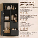Mobile Bagno Slim 50x25x100 cm con Cassetti Ripiani Aperti e Armadietto in Truciolato Nero      