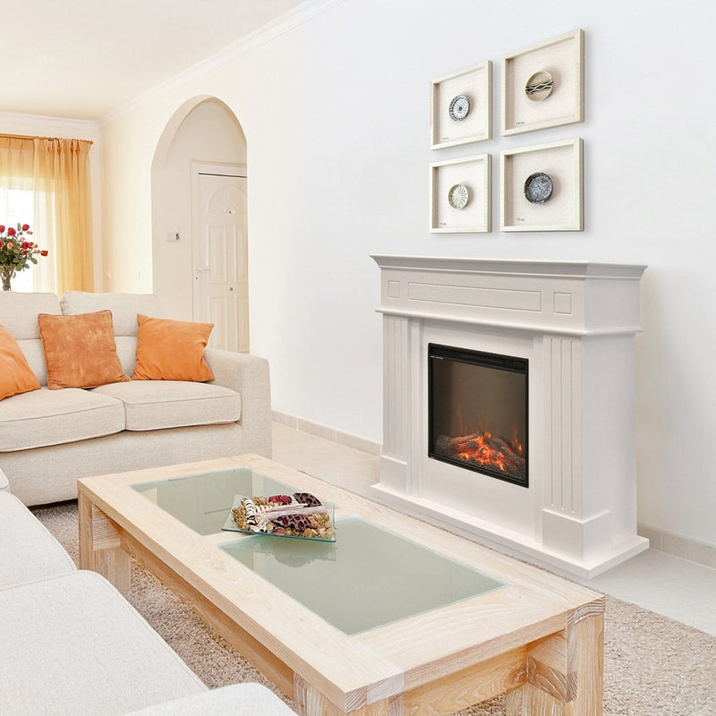 Camino Elettrico da Pavimento Effetto Fiamma 1500W Dalya Bianco