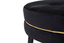 Puff Paris xxl Nero/Oro Ø90x46 cm in Legno e Spugna Nero e Oro