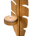 Scultura Foglia con Portacandele Glam 10x10x30 cm in Ferro Oro e Nero