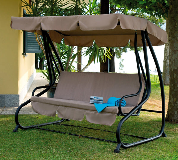 sconto Iron Garden Swing 3 Sitze Vorghini Swing Anthrazit und Taupe