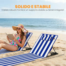 Set 2 Sdraio da Spiaggia 154x57x52 cm con Schienale Regolabile su 4 Livelli in Acciaio e Poliestere Blu Bianco      