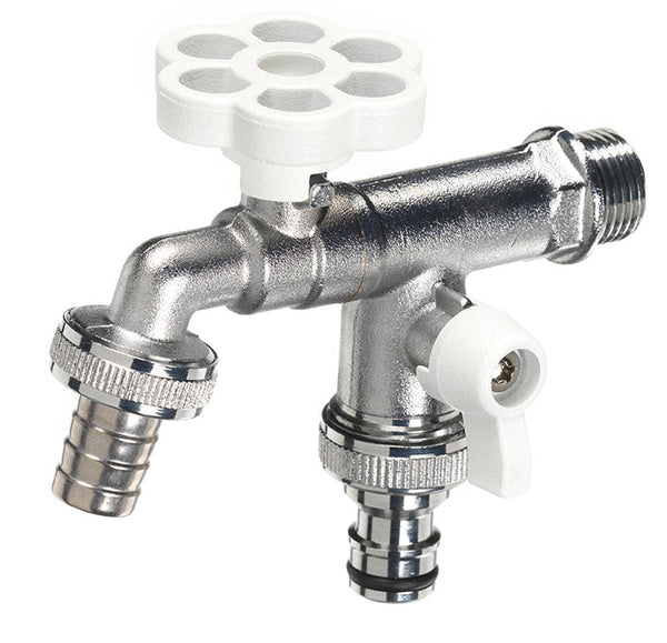 online Rubinetto a Sfera Doppio per Fontana da Giardino con Fiore e Leva Colorate Belfer RUB/030 Bianco