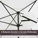 Ombrellone da Giardino 2x3 m Palo Ø38 mm Rettangolare in Alluminio Beach Bianco Crema