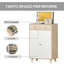 Scarpiera Salvaspazio per 12 Scarpe con 4 Mensole e 2 Cassetti in Legno 8x35x102,5 cm Bianca