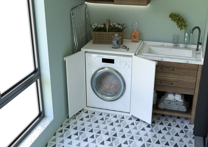 Coprilavatrice da Esterno 68,5x64x88 cm 2 Ante Bianco