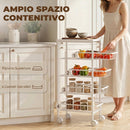 Carrello a 4 Ripiani 40x24x82 cm con Cestelli Estraibili in Metallo e Truciolato Bianco      